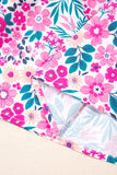 Plus Size Pink Multi Floral Button-Up Puff Sleeve A-Line Mini Dress