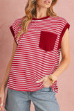 Striped Chest Pocket Crew Neck Muscle Tee- 2 Colors