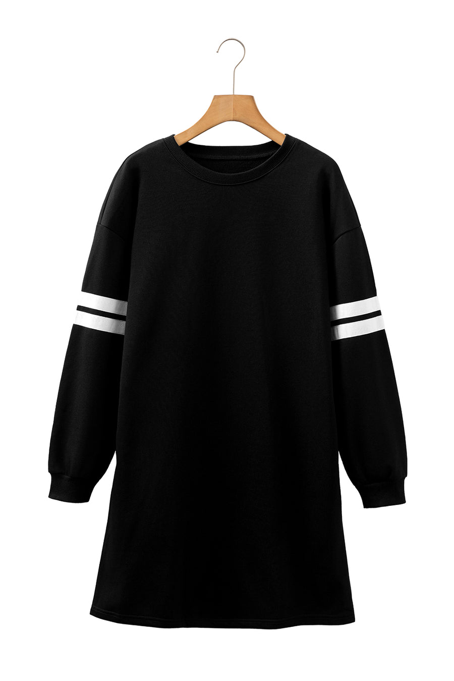 Varsity Striped Long Sleeve Loose Mini Dress with Pockets- 5 Colors