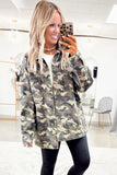 Camouflage Print Chest Pockets Loose Button-Up Denim Jacket