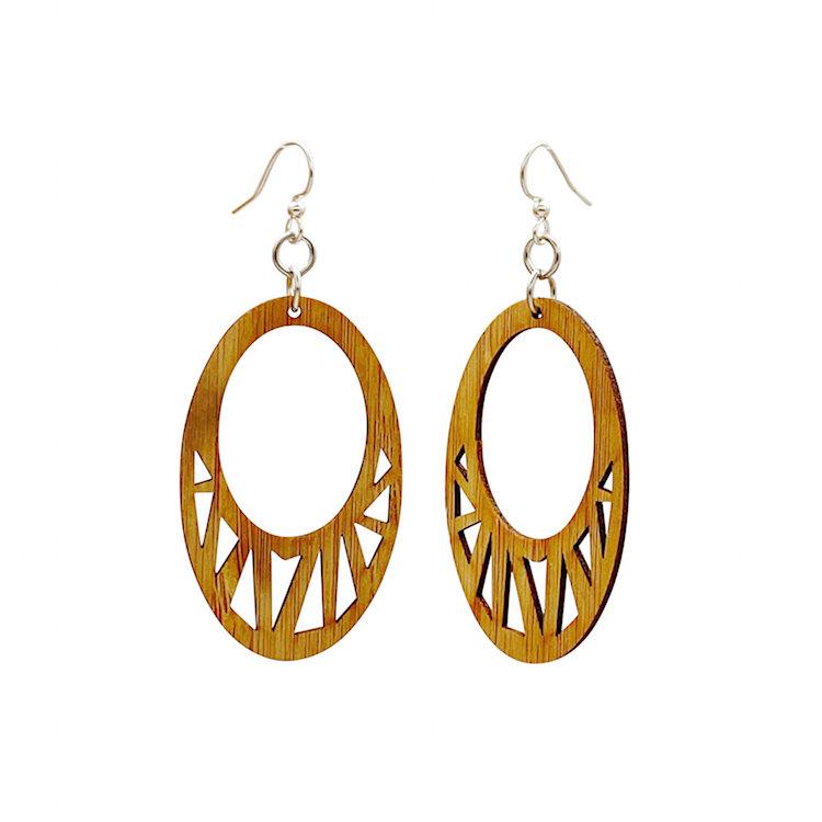 Fragmented Oval Bamboo Earrings #998