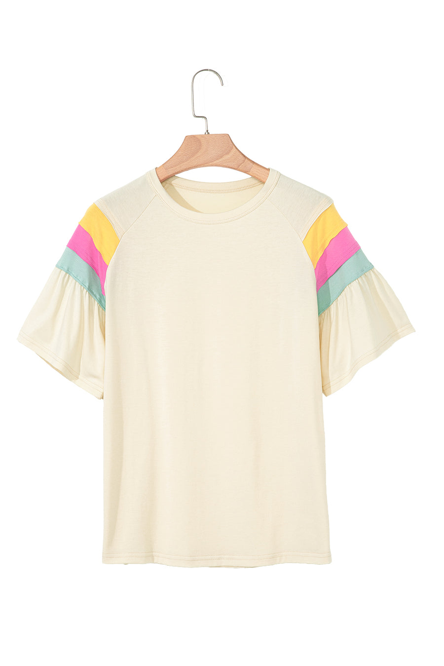 White Color Block Short Sleeve Crew Neck T-Shirt