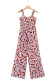 Floral Square Neck Stretch High-Waist Jumpsuit- 3 Colors