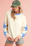 Star Patchwork Exposed Seam Oversized Sweatshirt- 3 Colors