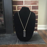 Gold Tone Natural Pendant Necklace with Accent Stones- Black