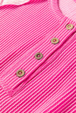 Twist Ribbed Color Block Patchwork Short Sleeve Henley T-Shirt- 2 Colors