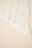 Beige Lace Cascading Tiered High-Waist Maxi Skirt
