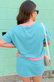 Plus Size Contrast Trim T-Shirt and Skort Two Piece Set- 3 Colors
