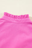 Bright Pink Flutter Sleeve V-Neck Ricrac Tiered Mini Dress