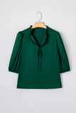 Frilled V-Neck Bow Detail 3/4 Sleeve Blouse- 2 Colors
