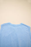 Yellow Cream Solid Color Washed Sleeveless Top Split Skort Cotton 2pcs Outfit