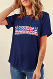 Navy Blue Coquette Bows America Short Sleeve Graphic T-Shirt