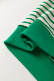Green Striped Contrast Trim Long Sleeve Shirt