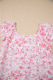 Floral Ruffle Short Sleeve Bow Back Blouse- 2 Colors