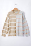 Striped Exposed Seam Patchwork Loose Fit Sweater- 4 Colors