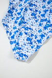 Blue Multi Floral Ruffled Strap Lace-Up Keyhole One-Piece Swimsuit B