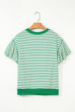 Striped Ruffle Sleeve Crew Neck T-Shirt- 3 Colors