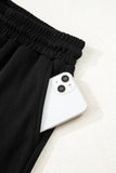 Varsity Striped Sleeve Drop Shoulder Sweatshirt and Shorts Set- 5 Colors