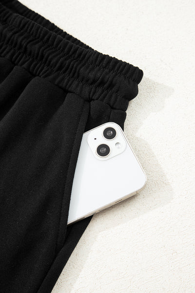 Varsity Striped Sleeve Drop Shoulder Sweatshirt and Shorts Set- 5 Colors