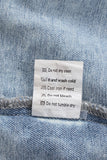 Light Blue Distressed Ripped Raw Hem Denim Jacket
