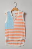 American Flag Notched Neck Loose Knit Vest- 2 Colors