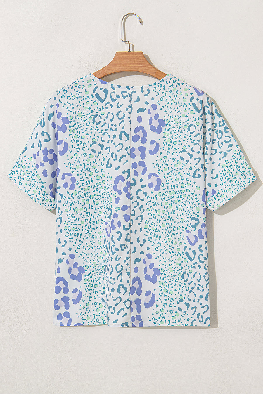 Periwinkle Leopard Print V-Neck Short Sleeve T-Shirt