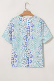Periwinkle Leopard Print V-Neck Short Sleeve T-Shirt