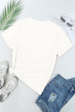 White Sequin American Flag Star Graphic T-Shirt