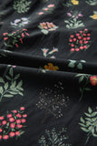 Black Floral Contrast Trim Frilled Neck Ruffled Short Sleeve Blouse