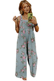 Floral Print Pleated High-Waist Wide Leg Denim Overalls- 3 Colors
