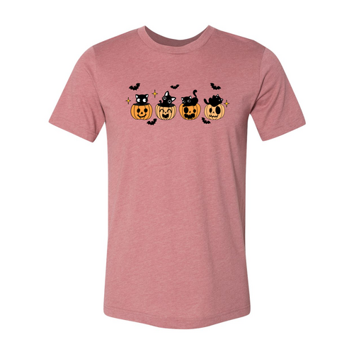 Unisex Black Cats, Pumpkins, & Bats Halloween T-Shirt-  7 Colors