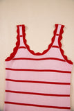 Scalloped Edge Striped Ribbed Tank Top- 2 Colors