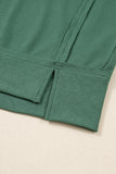 Thermal Knit Drop Shoulder Split Hem Sweatshirt- 2 Colors