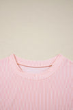 Twist Ribbed Color Block Pocket Crew Neck T-Shirt- 4 Colors