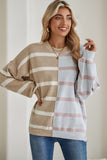 Striped Exposed Seam Patchwork Loose Fit Sweater- 4 Colors