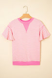 Striped Ruffle Sleeve Crew Neck T-Shirt- 3 Colors