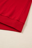 Red Striped Collar Bow Sleeve Sweatshirt and Shorts Set