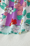 Multicolored Floral Frilly Neckline Long Sleeve Button-Up Blouse