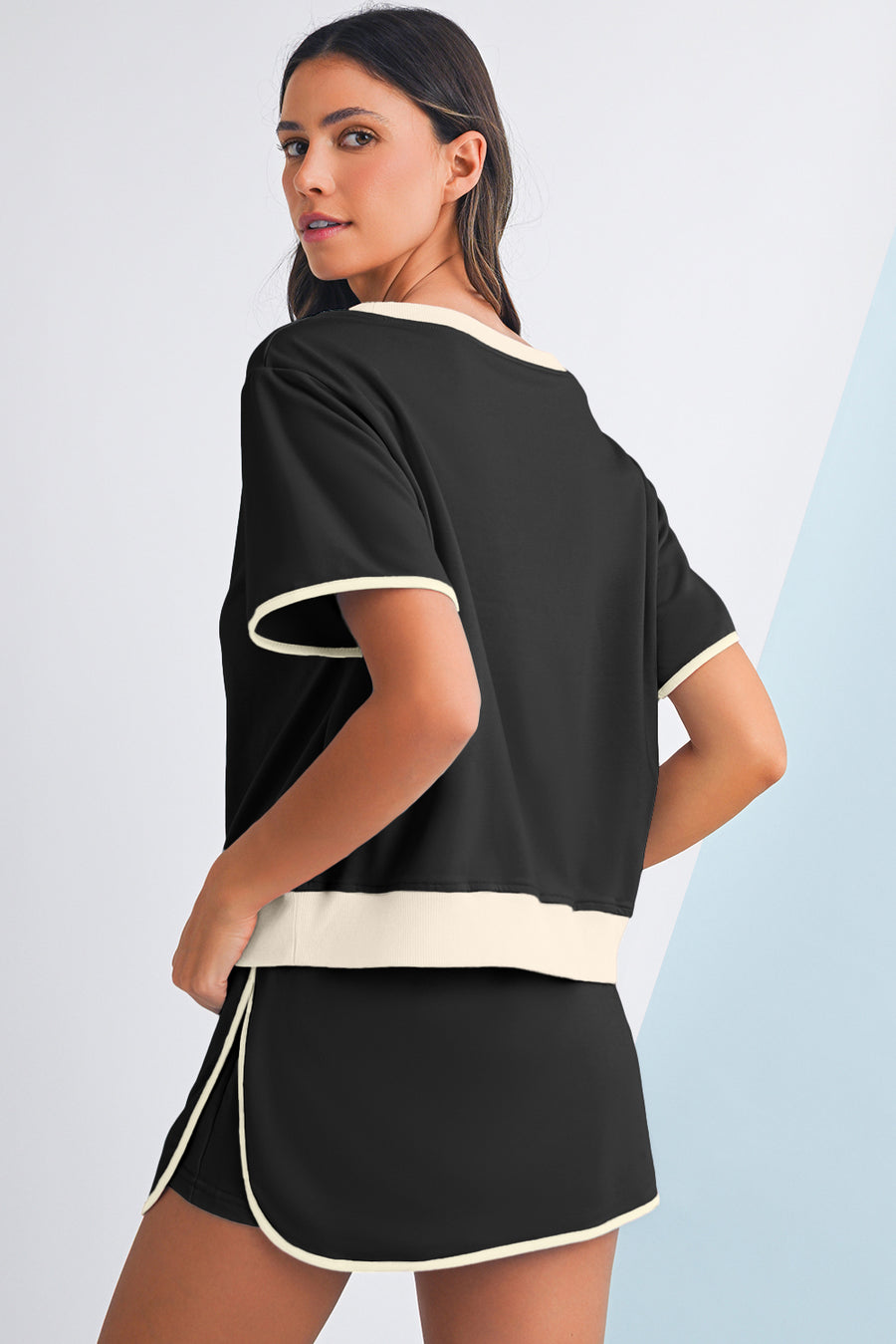 *Pre-Order* Color Block Drop Shoulder T-Shirt and Skort Set- 5 Colors