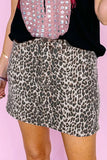 Leopard Print Denim Mini Skirt