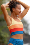 Color Block Pleated High-Waisted Tankini