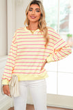 Striped Overlap Back Drop Shoulder Pullover Sweatshirt- 2 Colors