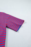Striped Ribbed Short Sleeve T-Shirt and Shorts Set- 3 Colors