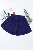 Navy Blue Drawstring Elastic Waist Built-In Brief Swim Shorts