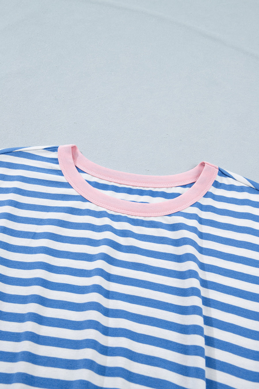 Striped Tie Front Contrast Trim Crew Neck T-Shirt Mini Dress- 3 Colors