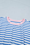 Striped Tie Front Contrast Trim Crew Neck T-Shirt Mini Dress- 3 Colors