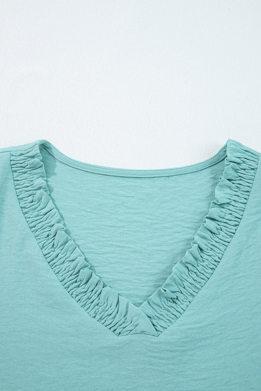 Frill V-Neck Lantern Sleeve Crinkled Blouse- 3 Colors