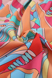 Multicolored Abstract Print Short Sleeve Loose Fit Button-Up Blouse