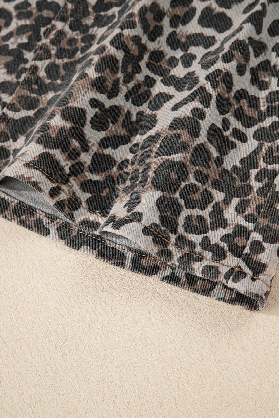 Leopard Print Denim Mini Skirt