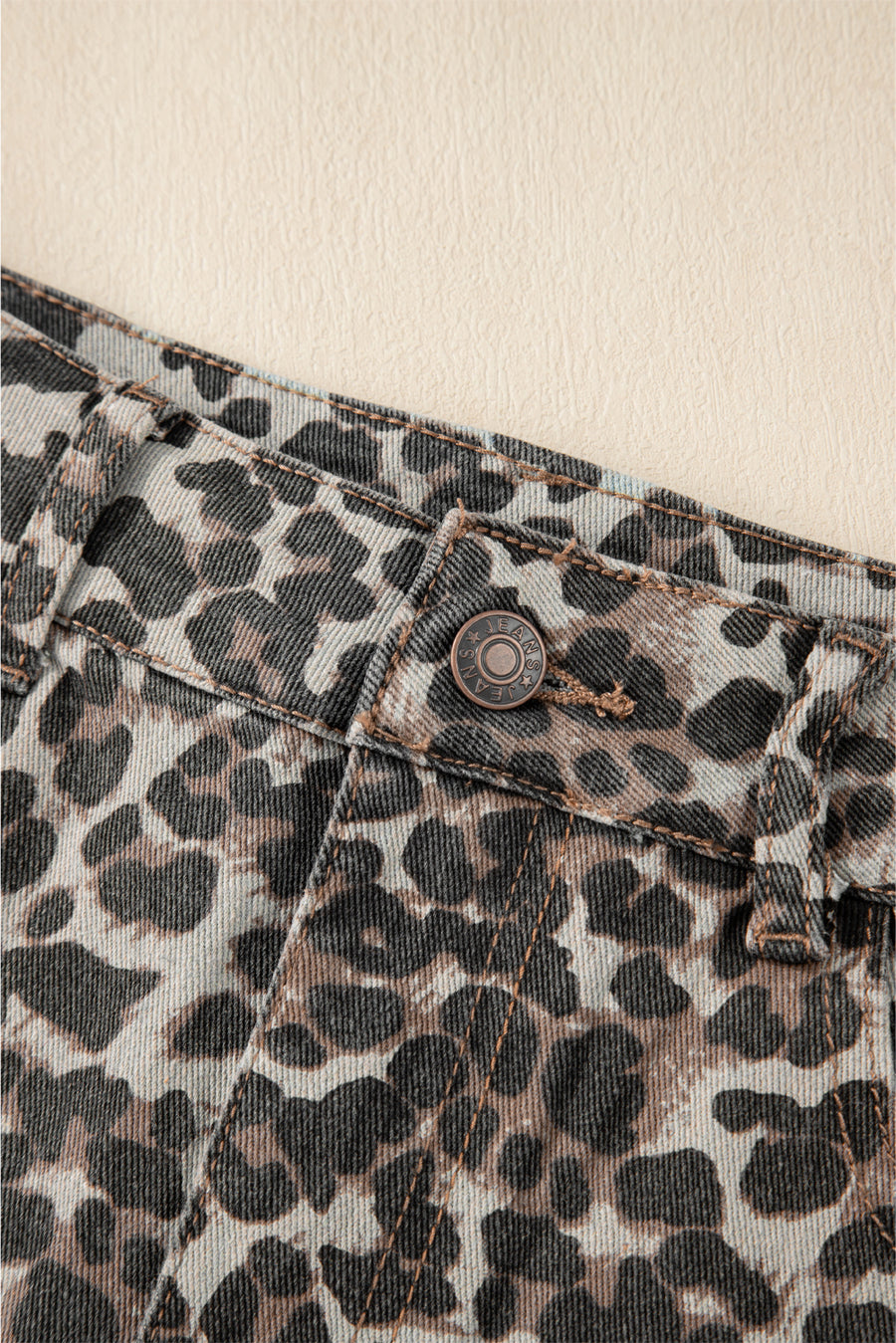 Leopard Print Denim Mini Skirt
